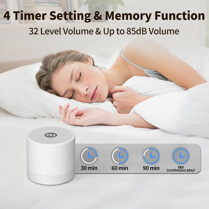 Hushing Sound Machine Mini White Noise Machine with 30 Soothing Sounds 4 Timers Memory Function for Newborn Baby Kids Adults Portable Rechargeable Sleep Brown Noise Machine for Travel Camping Home Office - Image 5
